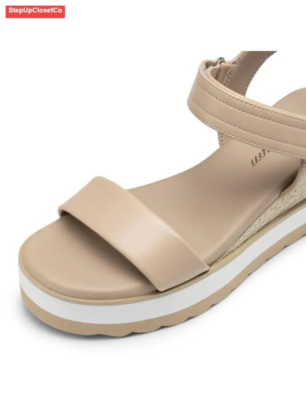 Espadrille Wedge Sandals - Open Toe Ankle Strap PU Leather Platform